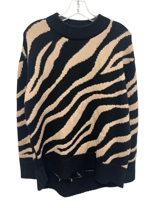 Tuckernuck Size S Black & Beige Wool Long Sleeve Knit Stripe Sweater Black & Beige / S
