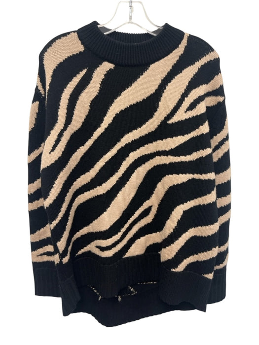 Tuckernuck Size S Black & Beige Wool Long Sleeve Knit Stripe Sweater Black & Beige / S