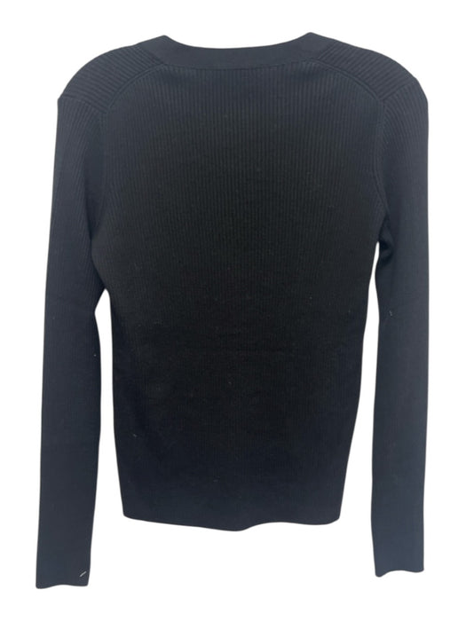 Ann Mashburn Size S Black Silk Blend Long Sleeve Buttons Ribbed Sweater Black / S