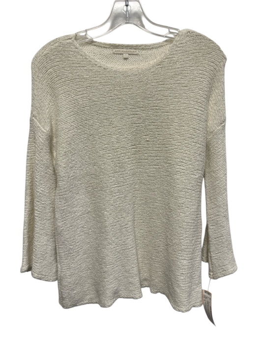 Ann Mashburn Size S White Cotton Blend Long Sleeve Knit Sweater White / S