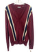 Sandro Size 34 Burgundy Red & Multi Wool Long Sleeve Stripe Buttons Sweater Burgundy Red & Multi / 34