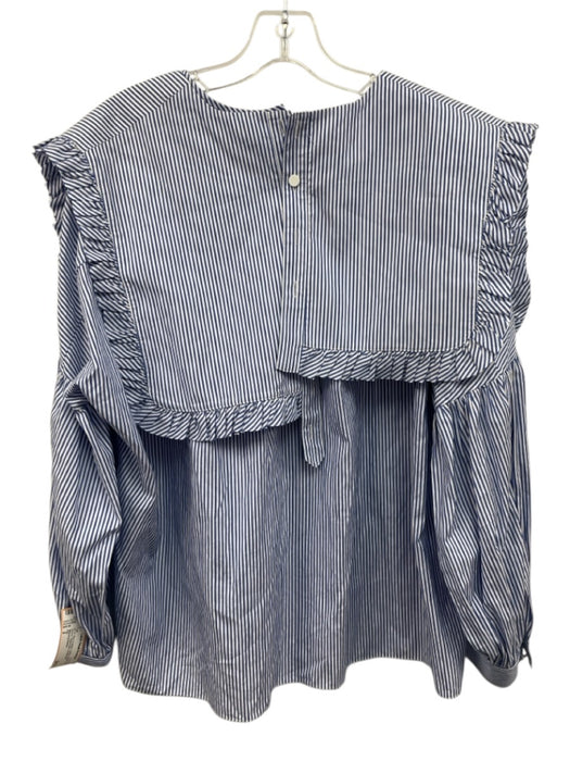 Tibi Size 2 Blue & White Cotton Stripe Long Sleeve Detachable Top Blue & White / 2