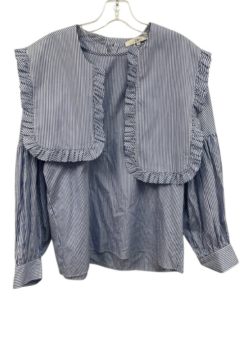 Tibi Size 2 Blue & White Cotton Stripe Long Sleeve Detachable Top Blue & White / 2