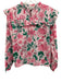 Celina Moon Size M Pink & Green Cotton Floral Long Sleeve Ruffle V Neck Top Pink & Green / M