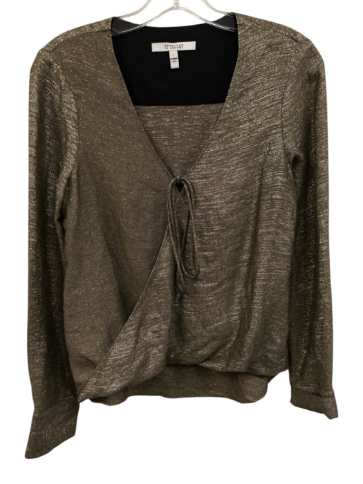 Derek Lam 10 Crosby Size 4 Gold Viscose Blend Long Sleeve Metalic Threading Top Gold / 4
