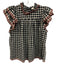 Ulla Johnson Size 6 Black, White, Red Cotton Checkered Ruffle Cap Sleeve Top Black, White, Red / 6