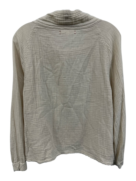 XiRENA Size M White Cotton Long Sleeve High Neck Drawstring Seersucker Top White / M