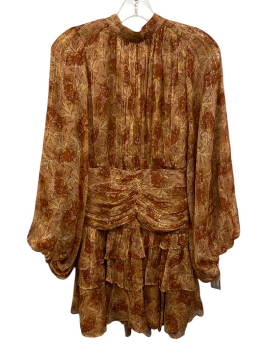 BHLDN Size 2 Orange, Yellow & Multi Polyester Long Balloon Sleeve Floral Dress Orange, Yellow & Multi / 2