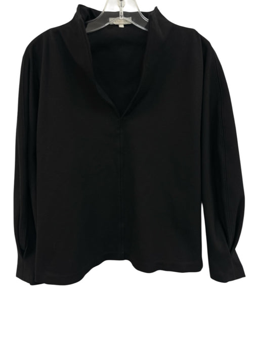 Ann Mashburn Size S Black Nylon Blend Long Sleeve Split V neckline Paneled Top Black / S