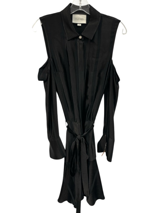Alexis Size S Black Acetate & Viscose Satin Cold Shoulder Knee Dress Black / S