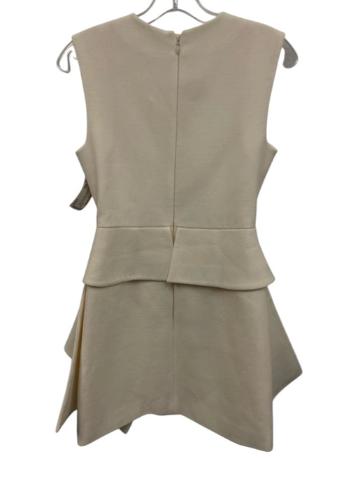 Alexis Size XXS Cream Polyester Sleeveless Button Front High Low Peplum Dress Cream / XXS