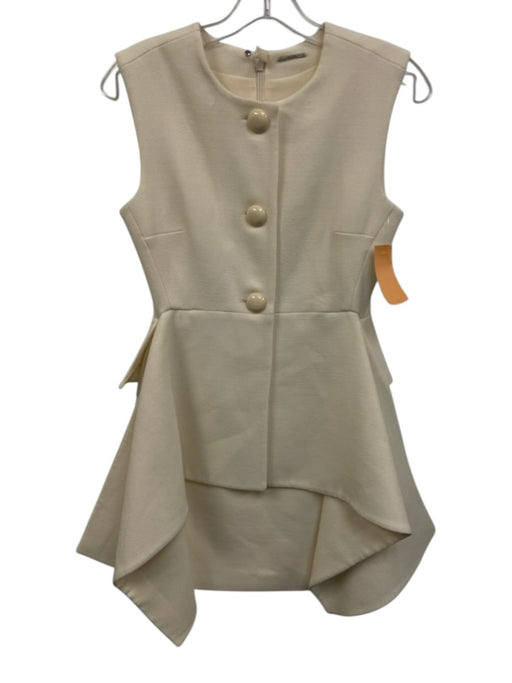 Alexis Size XXS Cream Polyester Sleeveless Button Front High Low Peplum Dress Cream / XXS