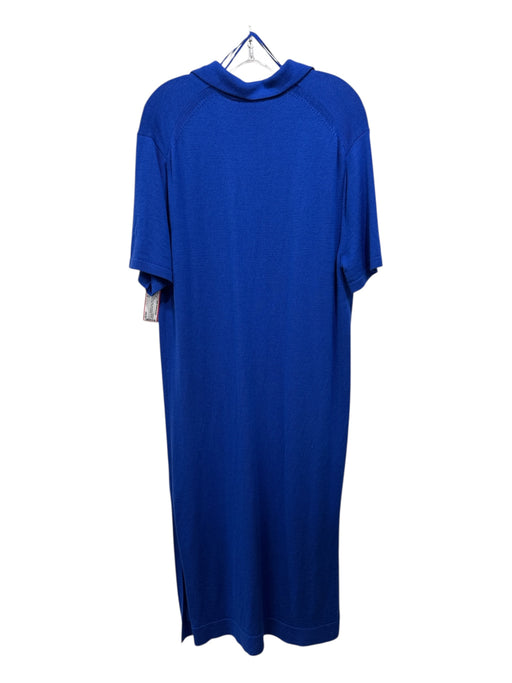 COS Size M Royal Blue Wool Short Sleeve Rib Knit V Neck Maxi Dress Royal Blue / M