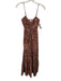 A.L.C. Size 0 Orange, Black & Multi Cotton Spaghetti Strap Floral Midi Dress Orange, Black & Multi / 0