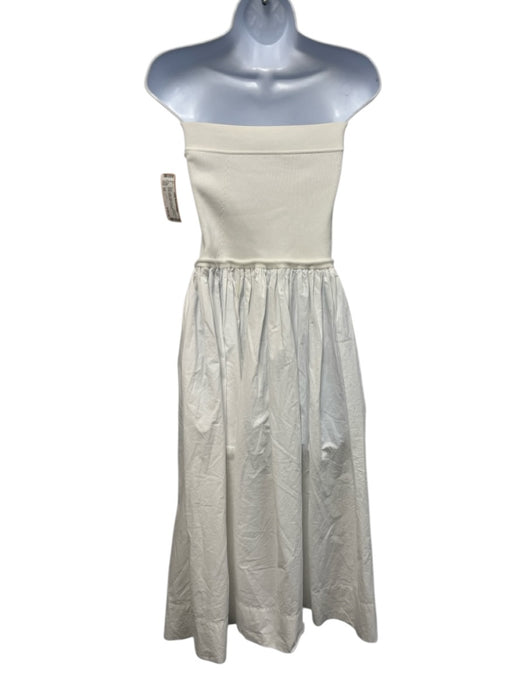 A.L.C. Size XS White Cotton Fabric Block Ribbed too Elastic Waist Maxi Dress White / XS