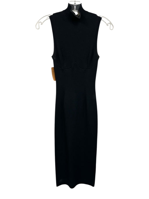 COS Size XS Black Polyamide Rib Knit Mock Neck Sleeveless Sheath Dress Black / XS