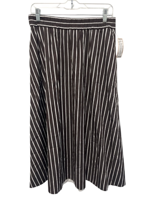 Madewell Size M Brown & White Cotton Elastic Waist Side Pockets Midi Skirt Brown & White / M