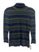 L'agence Size XS Green, Navy & Metallic Rayon Blend Long Sleeve turtle neck Top Green, Navy & Metallic / XS