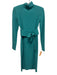 Scanlan Theodore Size 4 Teal Green Acetate Blend Long Sleeve Puckered Midi Dress Teal Green / 4
