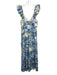 Sugarlips Size S Blue, Green & White Cotton Sleeveless Floral V Neck Dress Blue, Green & White / S