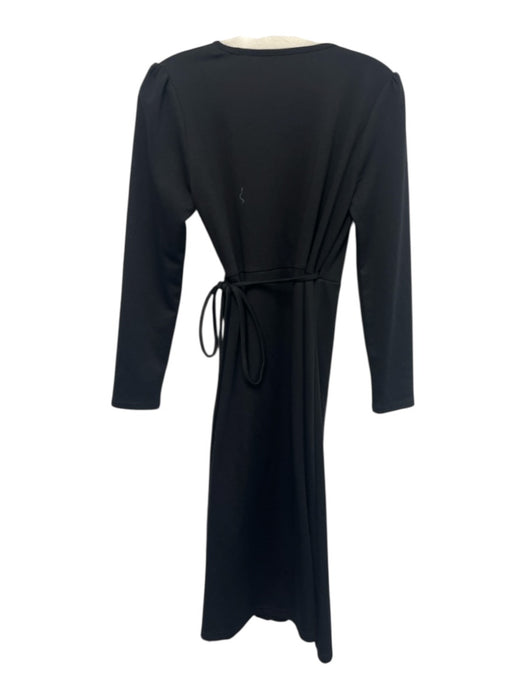 Emerson Fry Size XS Black Polyester Blend Long Sleeve Wrap Below Knee Dress Black / XS