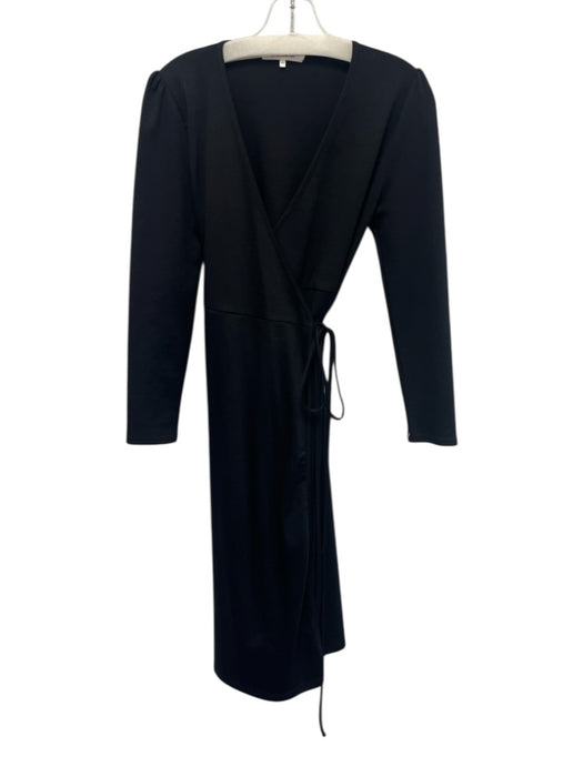 Emerson Fry Size XS Black Polyester Blend Long Sleeve Wrap Below Knee Dress Black / XS