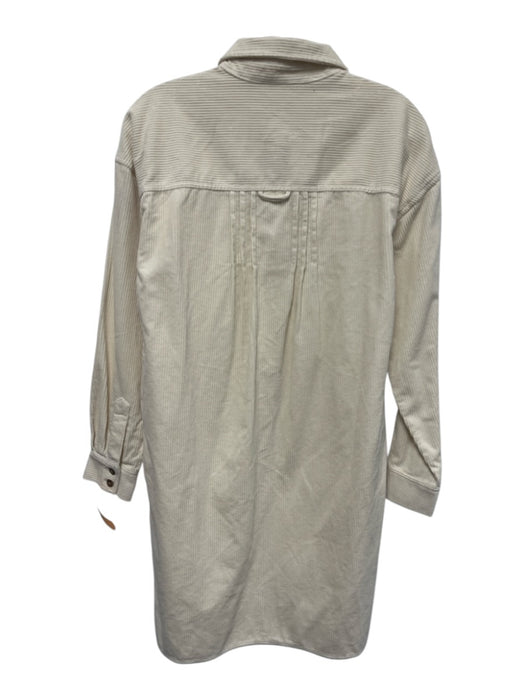 Madewell Size XS Cream Cotton Corduroy Long Sleeve Button Up & Collar Dress Cream / XS