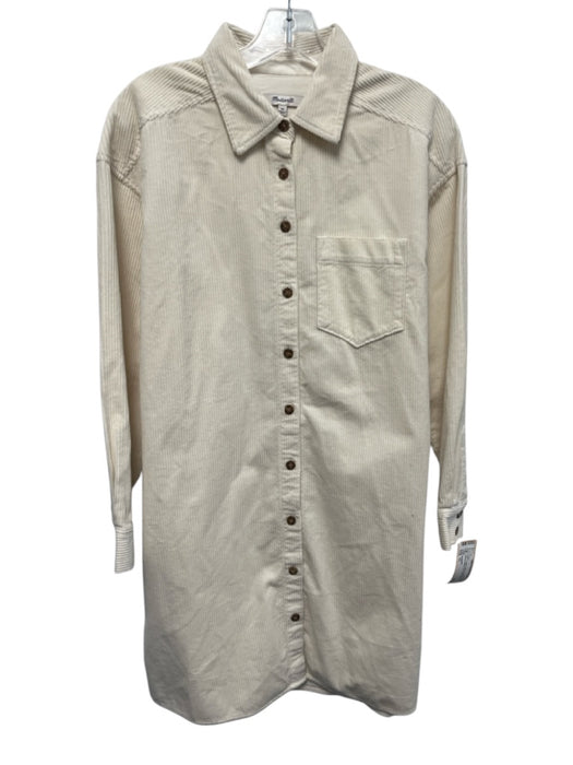 Madewell Size XS Cream Cotton Corduroy Long Sleeve Button Up & Collar Dress Cream / XS