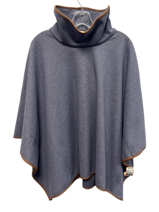 Tuckernuck Blue & Brown Polyester & Rayon Pleather Detail Chimney Neck Poncho Blue & Brown / One Size