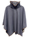 Tuckernuck Blue & Brown Polyester & Rayon Pleather Detail Chimney Neck Poncho Blue & Brown / One Size