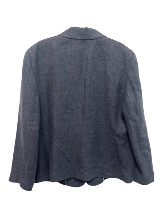 Lafayette 148 Size 16 Dark Blue Linen & Wool Long Sleeve Knit 2 Button Jacket Dark Blue / 16