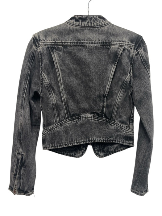 GRLFRND Size XXS Gray Wash Cotton Denim Silver Zipper Stand Collar Fitted Jacket Gray Wash / XXS
