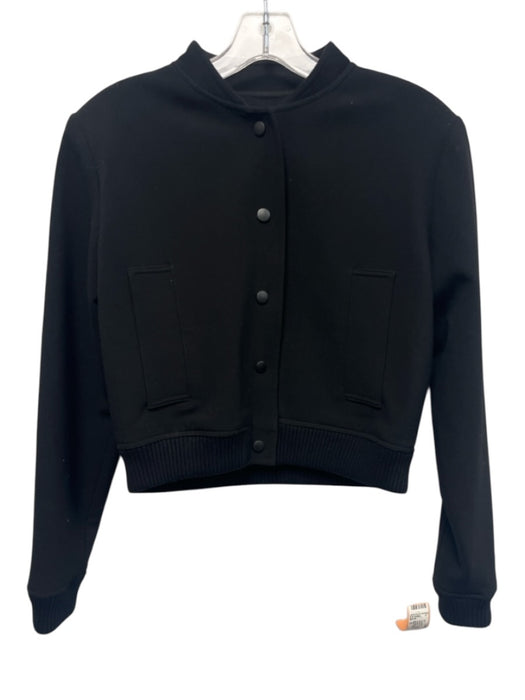 Mint Velvet Size S Black Polyester & Viscose Ribbed edges Snaps Bomber Jacket Black / S