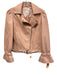 Milly Size P Pink Lamb leather Silver Zipper Collar Flare Sleeves Moto Jacket Pink / P
