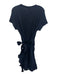 Cinq a Sept Size XL Navy Cotton Short Sleeve Fabric Block Wrap Ruffle Hem Dress Navy / XL