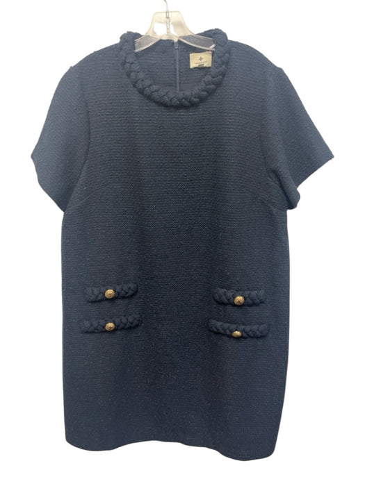 Tuckernuck Size XXXL navy & gold Polyester Blend Braided Neckline Boucle Dress navy & gold / XXXL