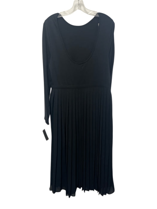 J. Crew Size L Black Cotton Blend Long Sleeve Scoop Back Fabric Block Dress Black / L