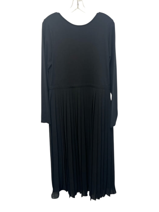J. Crew Size L Black Cotton Blend Long Sleeve Scoop Back Fabric Block Dress Black / L