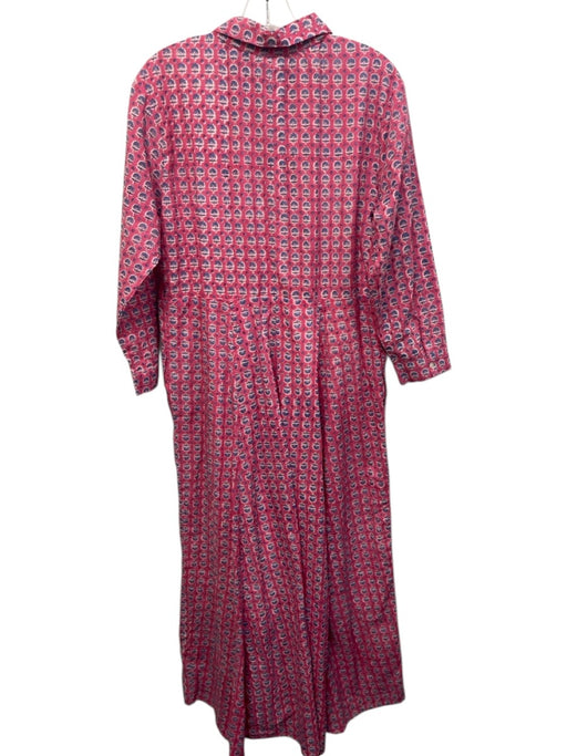 India Amory Size 3 Pink & blue Cotton Long Sleeve Floral Button Up Dress Pink & blue / 3