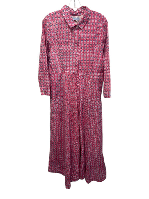 India Amory Size 3 Pink & blue Cotton Long Sleeve Floral Button Up Dress Pink & blue / 3