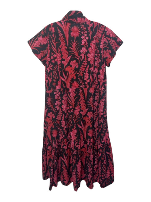 Victoria Dunn Size XS Red, Pink & Black Cotton Short Sleeve 1/4 Button Dress Red, Pink & Black / XS