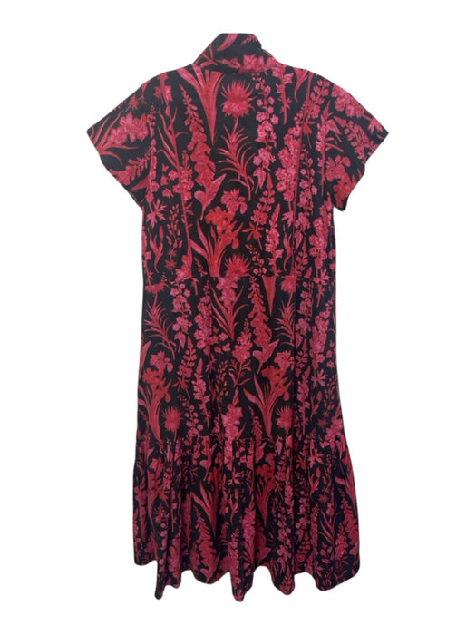 Victoria Dunn Size XS Red, Pink & Black Cotton Short Sleeve 1/4 Button Dress Red, Pink & Black / XS