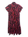 Victoria Dunn Size XS Red, Pink & Black Cotton Short Sleeve 1/4 Button Dress Red, Pink & Black / XS