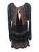 Free People Size 12 Black, Pink & Blue Rayon Blend Long Sleeve Spotted Dress Black, Pink & Blue / 12