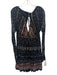 Free People Size 12 Black, Pink & Blue Rayon Blend Long Sleeve Spotted Dress Black, Pink & Blue / 12