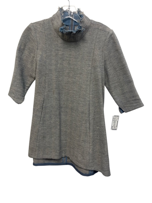 Gum Tree Farm Size XS Gray Blue No Fabric Tag Tweed Raw Edge Detail Dress Gray Blue / XS