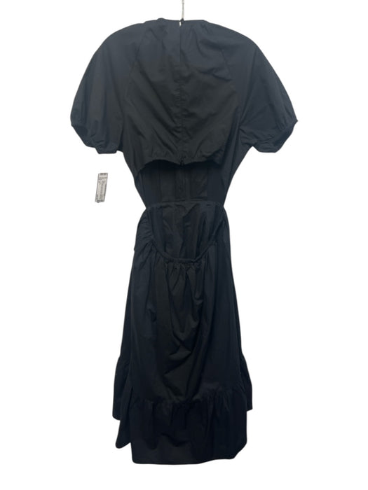 J. Crew Size 8 Black Short Puff Sleeve Back Cut Out Waist Detail Dress Black / 8