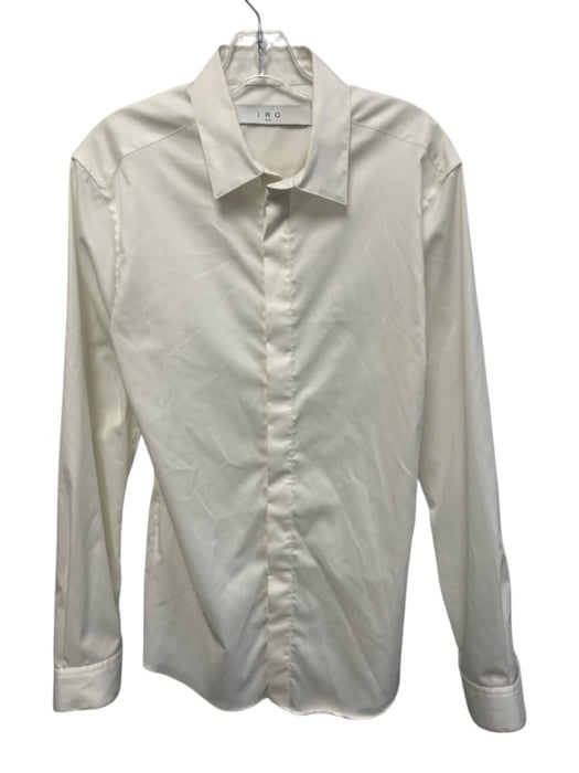 IRO Size 40 White Cotton Long Sleeve Button Up & Collar covered button Shirt Top White / 40