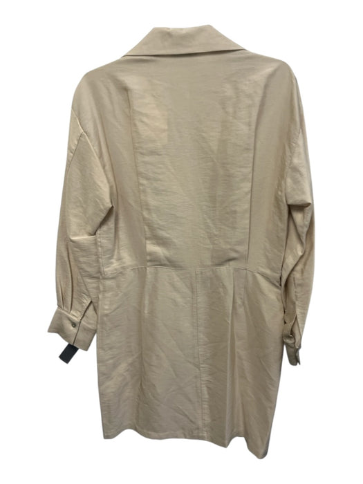 Vince Size 6 Beige Acetate Blend Long Sleeve Wrap Gold button Above Knee Dress Beige / 6