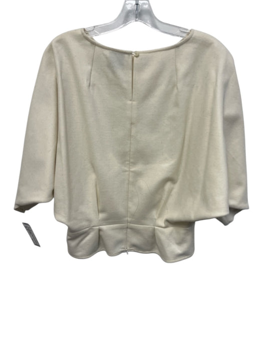 Gum Tree Farm Size S Cream Wool Dolman Sleeve Pin Tuck Design Peplum Kimono Top Cream / S